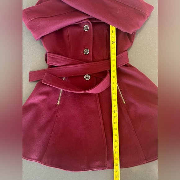 APT 9 Women’s Wool Burgundy Button Up Flared Trench Coat - Small - Picture 8 of 9
